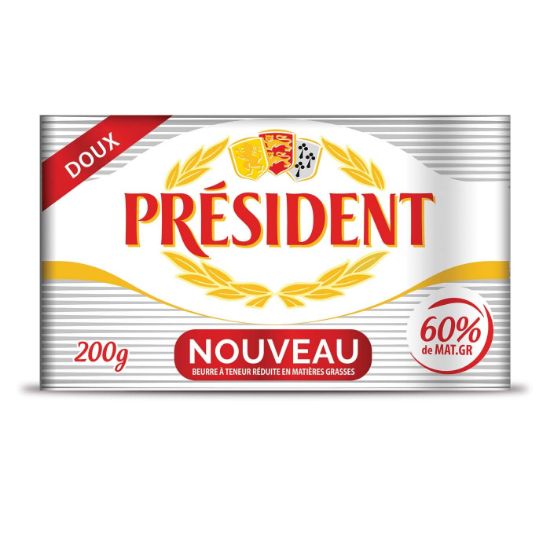 PRESIDENT butter 60% unsalted aluminum 200g
