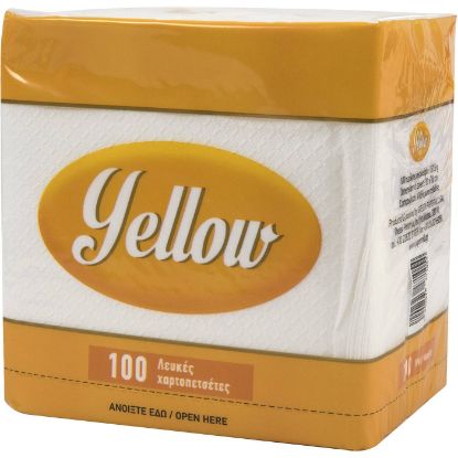 YELLOW white paper towels 30x30cm 100 sheets