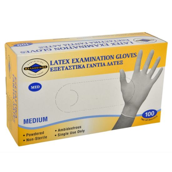 Thalassinos disposable gloves Latex, Medium (100pcs)