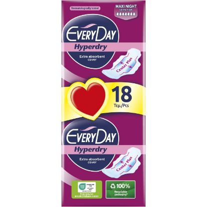 EVERYDAY Hyperdry Center Plus Maxi Night Ultra Plus napkins with wings 18 pcs.